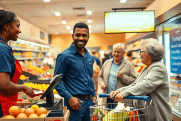 Panoramica sui salari e benefici nei supermercati, evidenziando le differenze tra vari negozi e posizioni lavorative.