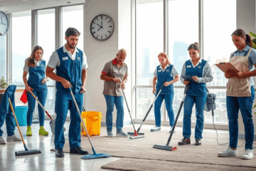 Professionisti della pulizia al lavoro