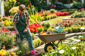 Immagine che rappresenta il lavoro di un giardiniere in azione, evidenziando il suo stipendio e le prospettive di carriera.