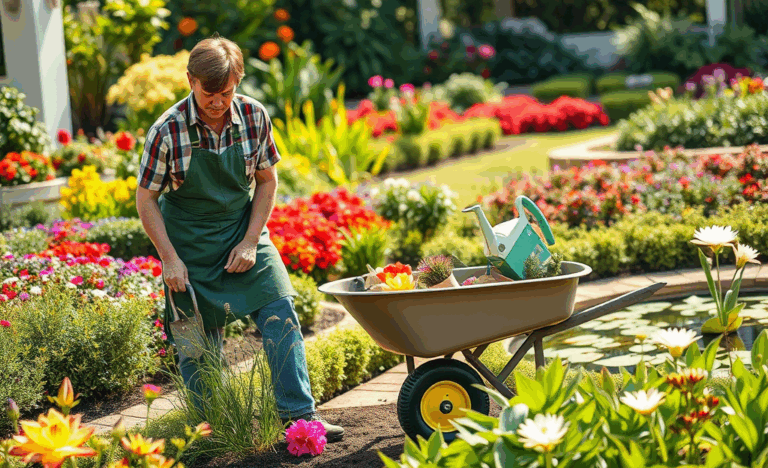 Immagine che rappresenta il lavoro di un giardiniere in azione, evidenziando il suo stipendio e le prospettive di carriera.