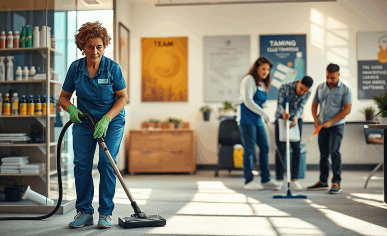 Lavoratore nel settore della pulizia che esamina salari e bonus.