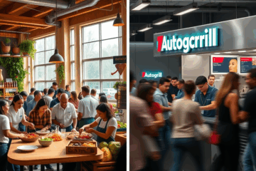 Un'immagine che rappresenta il lavoro in Autogrill e Eataly, evidenziando le opportunità e le sfide di queste aziende