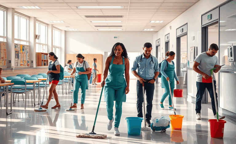 Immagine che rappresenta il supporto edilizio in scuole e ospedali con particolare attenzione alla pulizia e ai servizi.