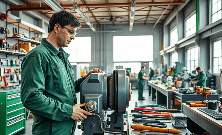Immagine di un tecnico di manutenzione al lavoro con CMB Verde SRL.