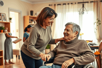 Un'immagine che rappresenta badanti e domestiche con alloggio in Italia, offrendo assistenza a persone anziane o con disabilità.